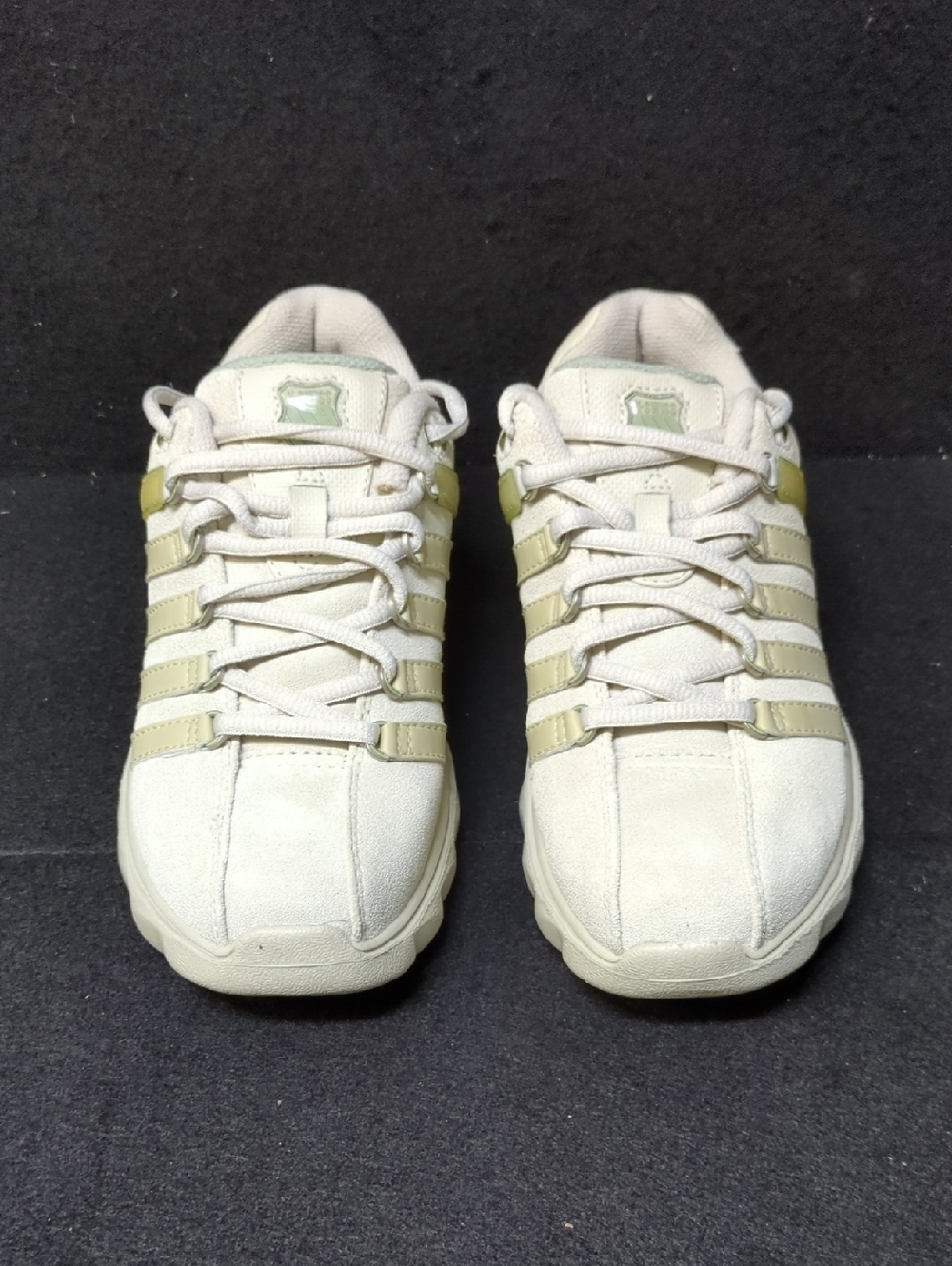 K-swiss  Off White Suede Sneakers with  Stripes